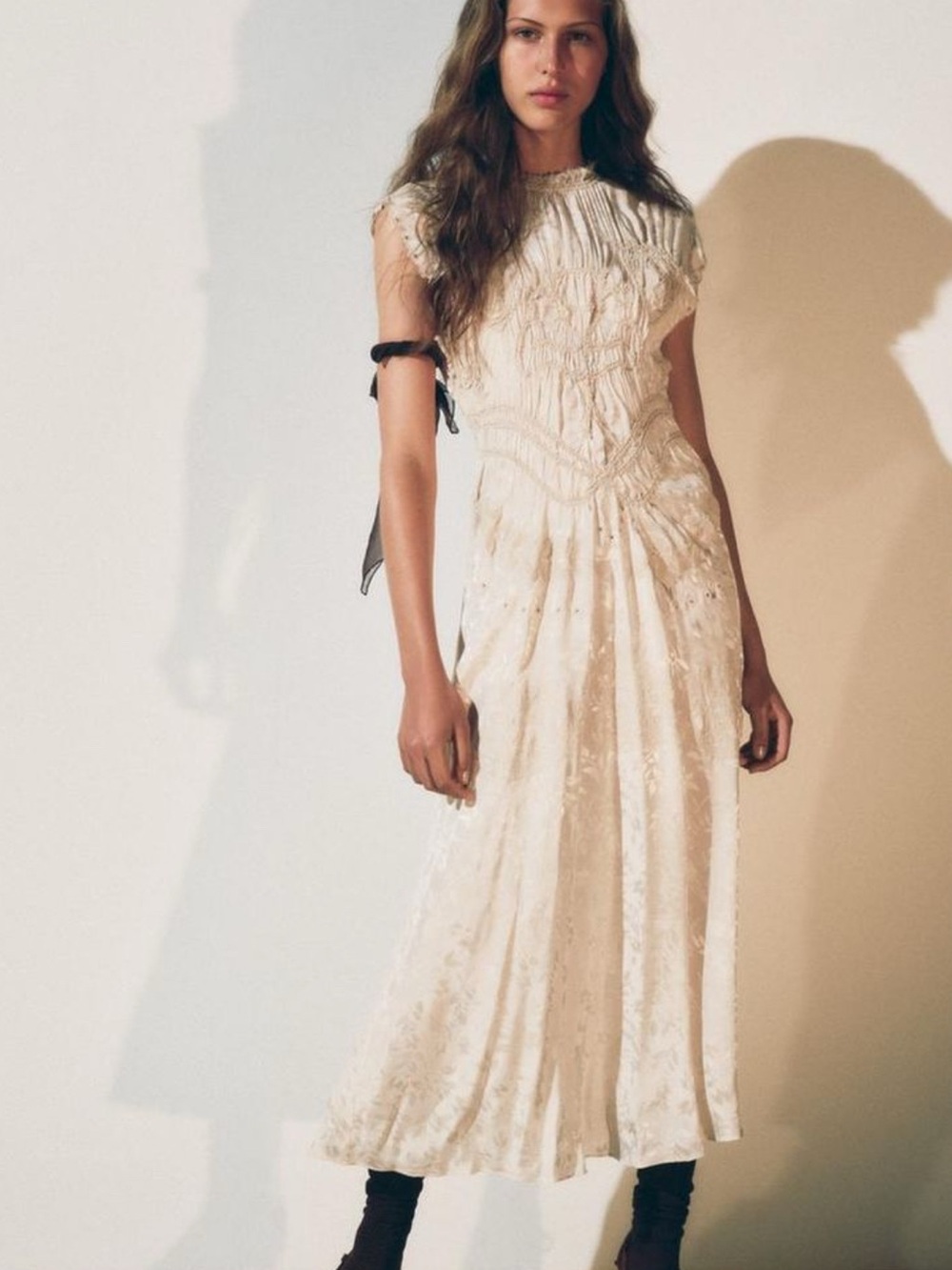 Zara collection Jaquard Midi Dress with Textured Detail
